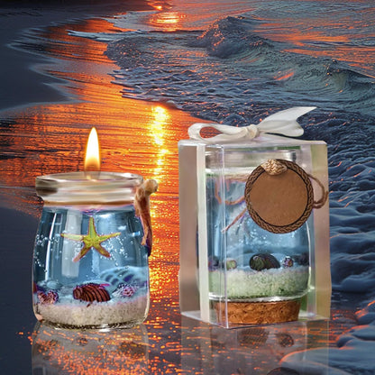 Ocean Theme Blue Purple Pink Gel Candle