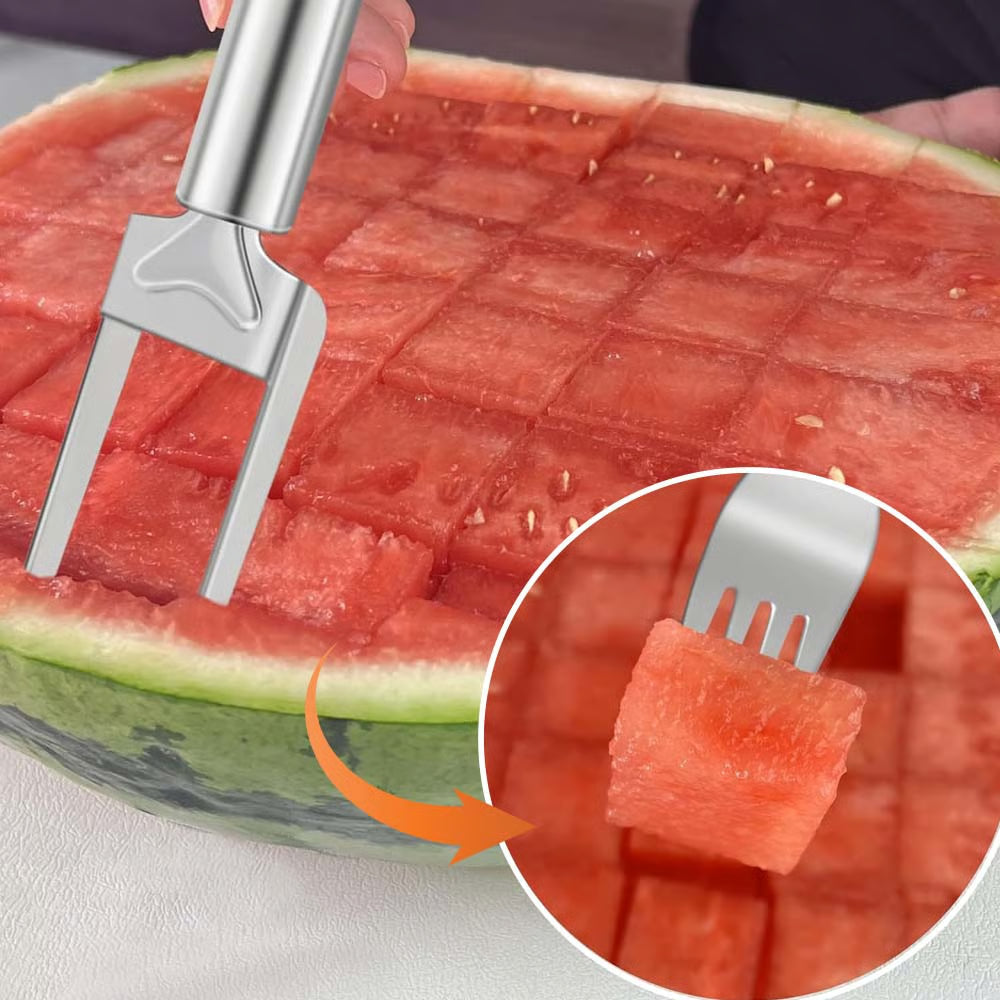 2-in-1 Stainless Steel Watermelon Fork Cut