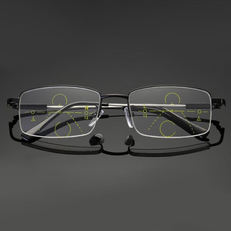 Titanium progressive far and near dual-use reading glasses