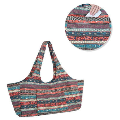 Large Bohemian Ethnic Style Print Canvas Yoga Bag