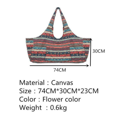 Large Bohemian Ethnic Style Print Canvas Yoga Bag