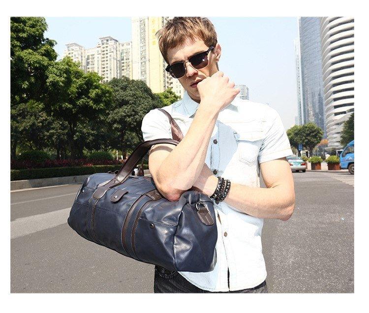 Large PU Leather Duffle Bag Travel Shoulder Handbag