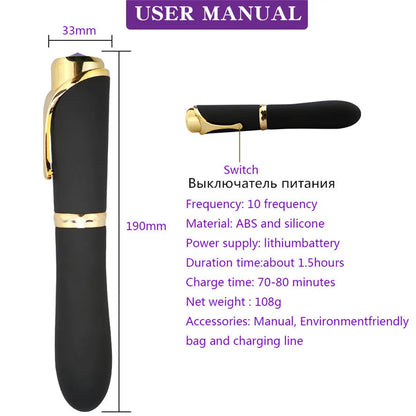 Lurevibe 10 Speed Pen-shaped G-spot Vibrating Dildo Magic Massager