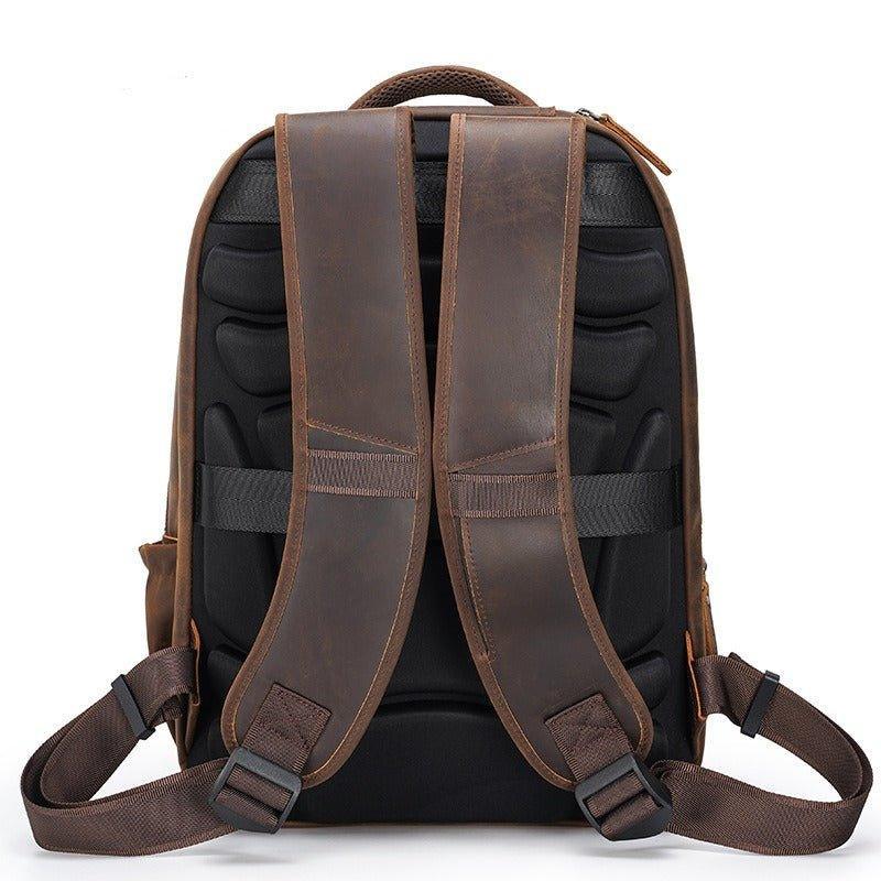 Mens Leather Backpack Multi Pocket