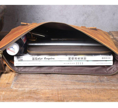 Mens Leather Clutch Bag with Wrist Strap