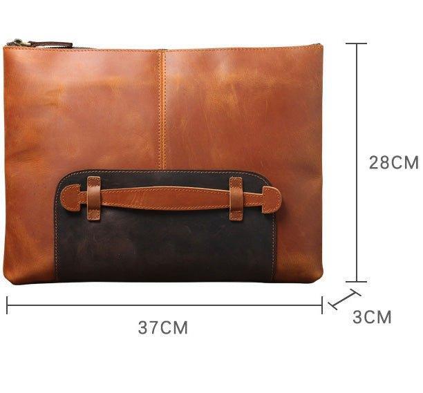 Mens Leather Clutch Bag with Wrist Strap