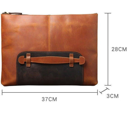 Mens Leather Clutch Bag with Wrist Strap