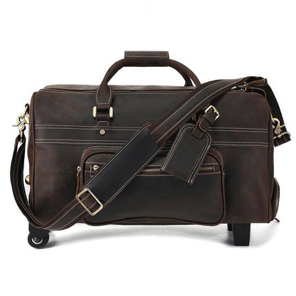 Mens Leather Duffle Bag on Wheels