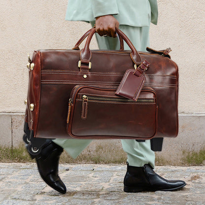 Mens Leather Duffle Bag on Wheels