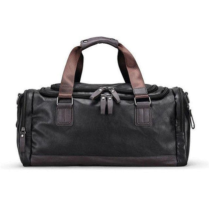 Mens PU Leather Gym Bag Sports Duffel Travel Luggage
