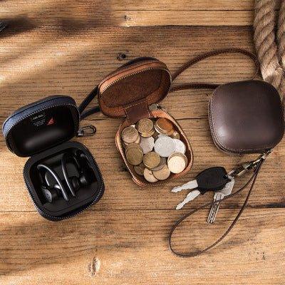 Multifunctional Earphone Storage Box Leather Coin Purse