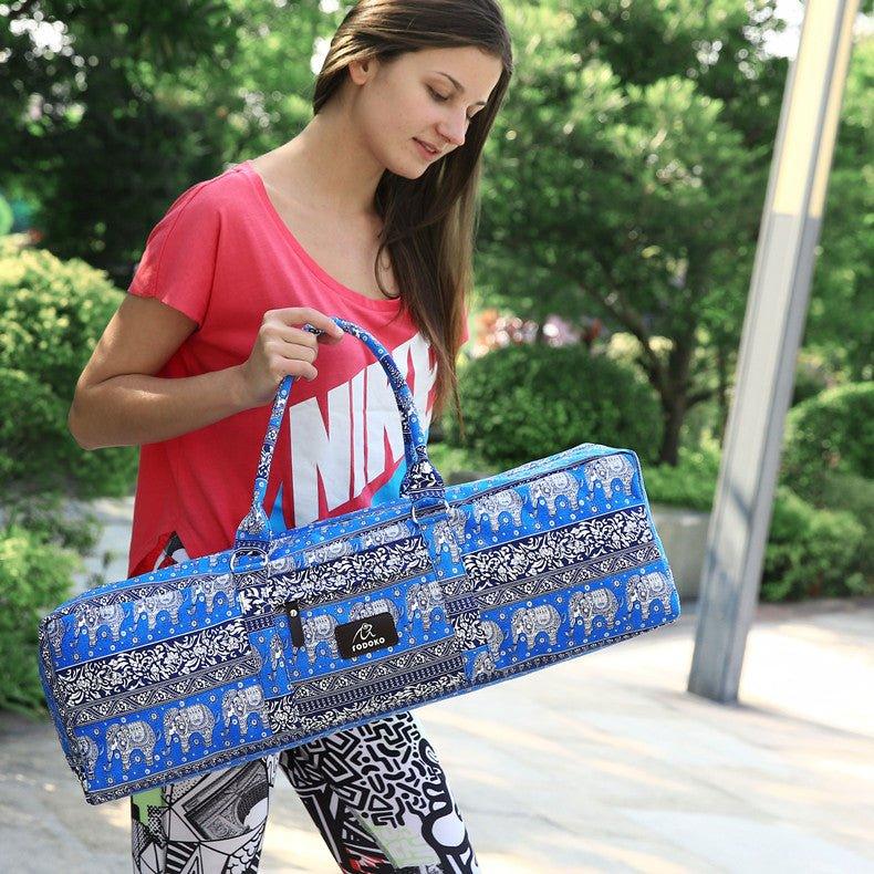 Patterned Canvas Yoga Mat Duffle Bag with Pocket