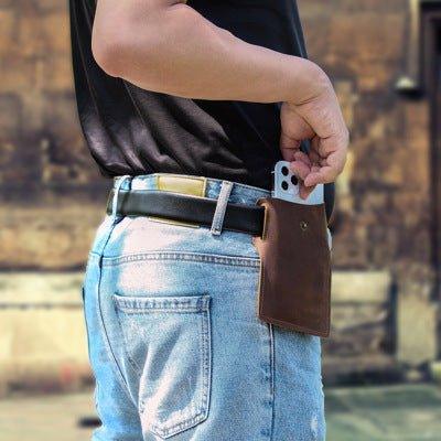 Retro Genuine Leather Cell Phone Waist Bag