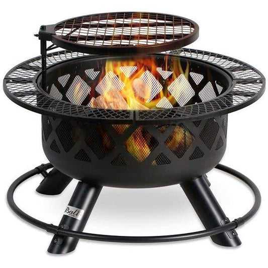 Round Wood Fire Pits With Grills 32 Inch