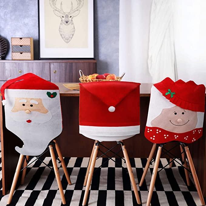 Santa Claus Hat Chair Covers For Christmas (3 pack)