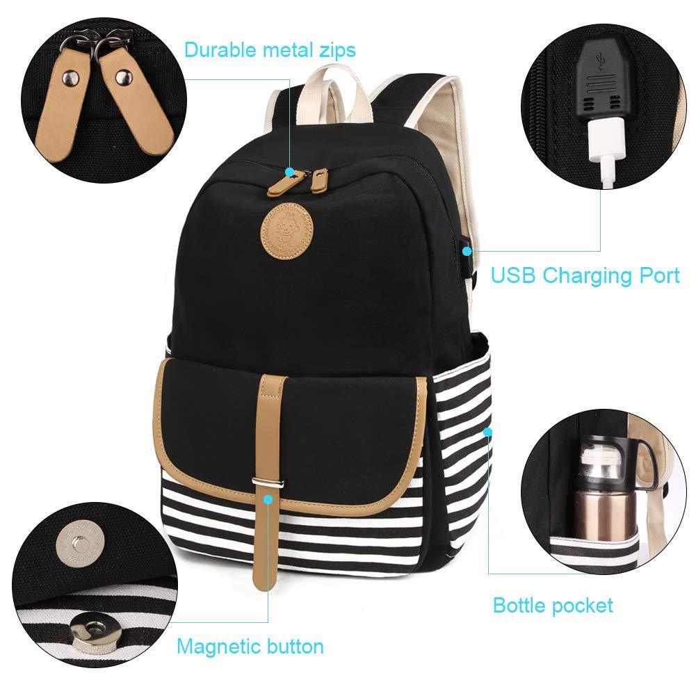 School Backpacks for Women with USB Port and Rain Cover