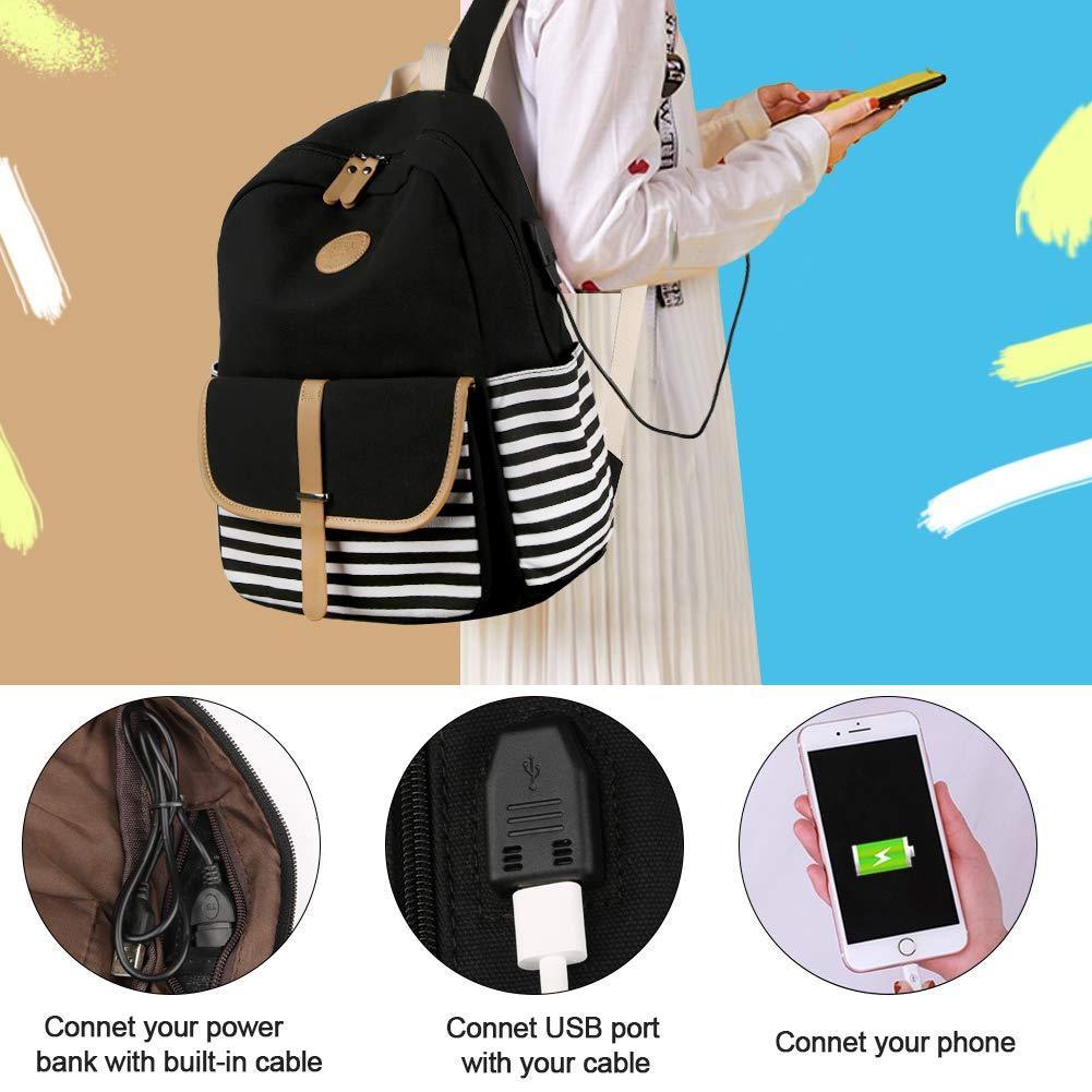 School Backpacks for Women with USB Port and Rain Cover