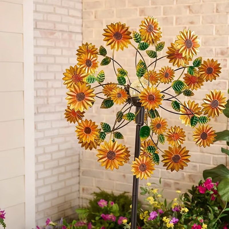 Solar-Powered Wind Spinner for Garden
