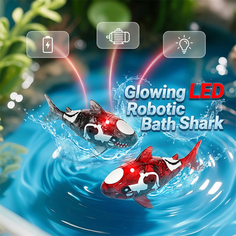 LED Light-Up Bath Toy Shark with Lifelike Tail