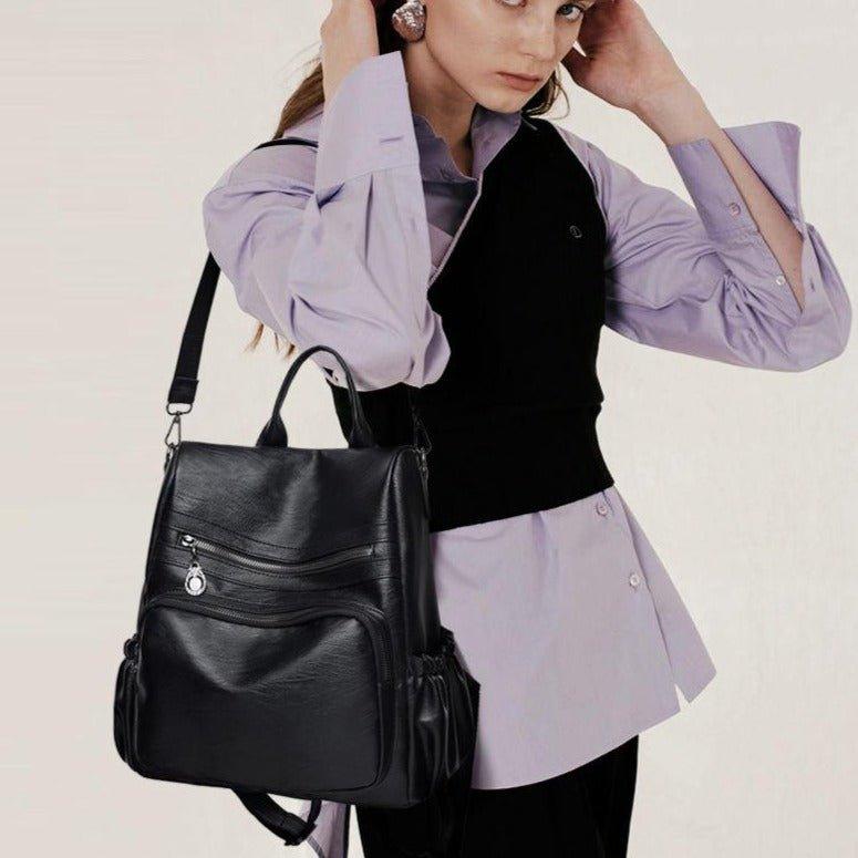 Womens Soft PU Leather Backpack Handbags