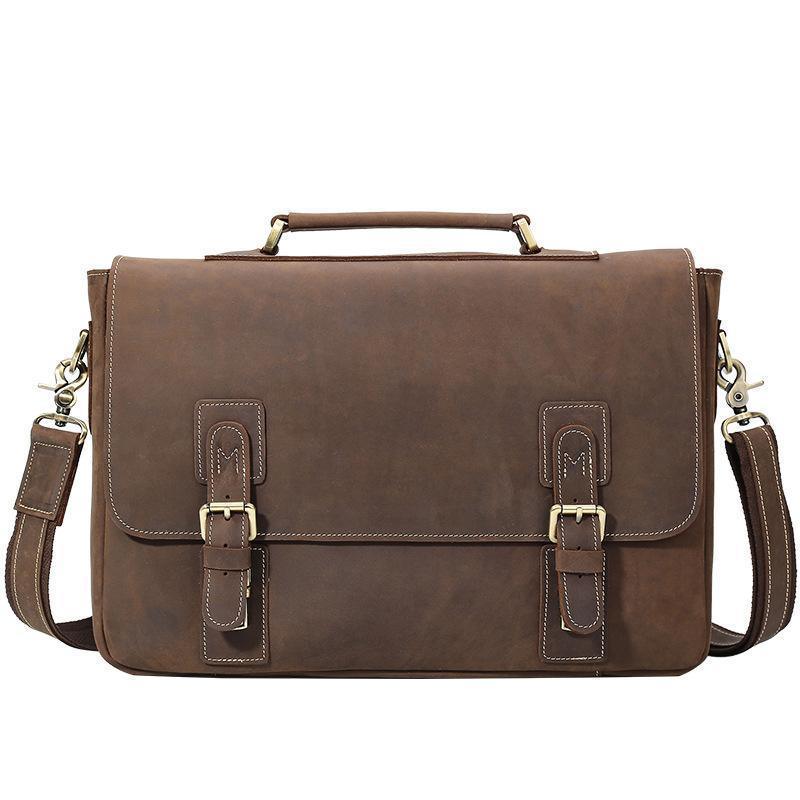 Woosir 14 Inches Genuine Leather Messenger Bag