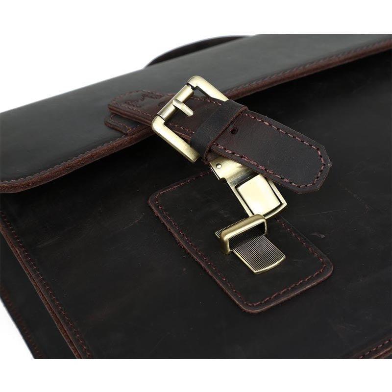 Woosir 14 Inches Genuine Leather Messenger Bag