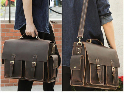 Woosir 17 Inch Laptop Leather Briefcase