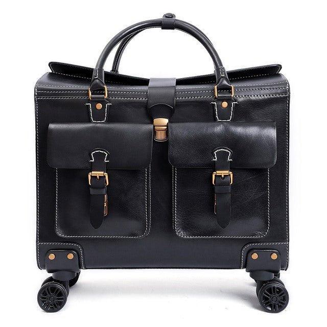 Woosir 19 Inch Travel Luggage Vintage Leather Suitcase