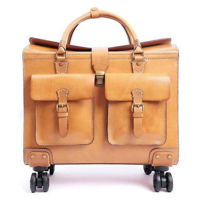 Woosir 19 Inch Travel Luggage Vintage Leather Suitcase