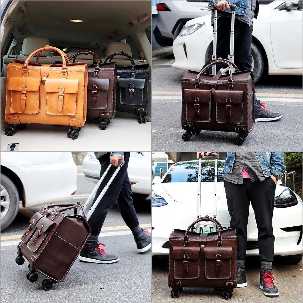 Woosir 19 Inch Travel Luggage Vintage Leather Suitcase