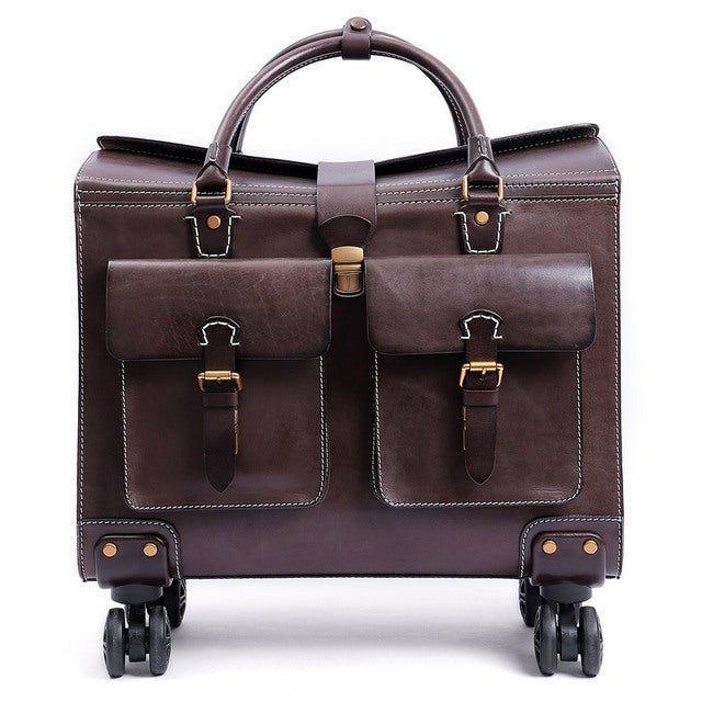 Woosir 19 Inch Travel Luggage Vintage Leather Suitcase