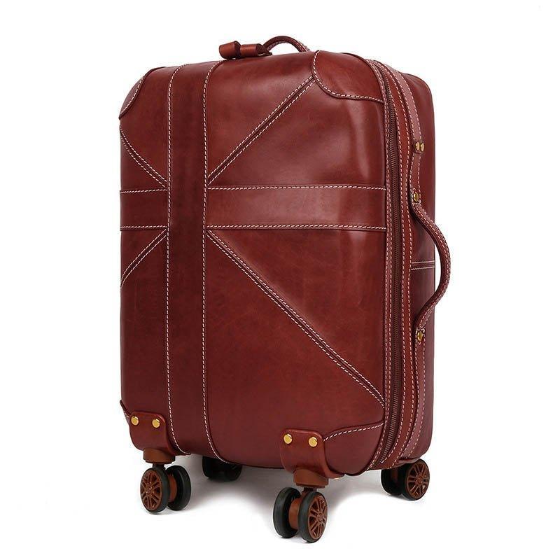 Woosir 20 Inch Cow Leather Vintage Suitcase Luggage