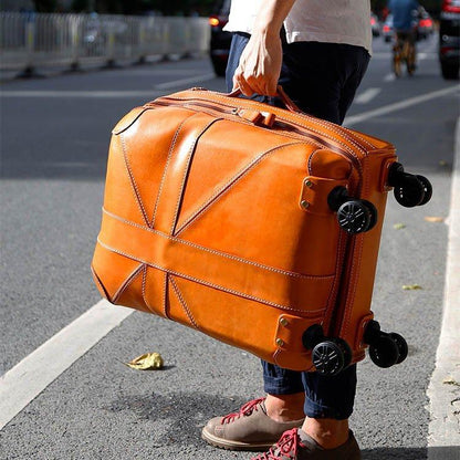 Woosir 20 Inch Cow Leather Vintage Suitcase Luggage