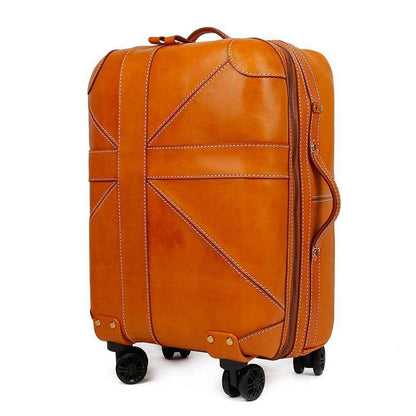 Woosir 20 Inch Cow Leather Vintage Suitcase Luggage