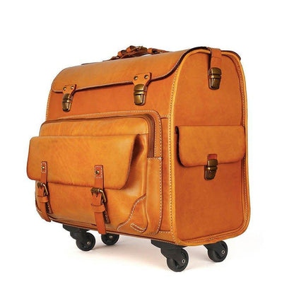 Woosir 20 Inch Luggage Vintage Leather Carry On Suitcases