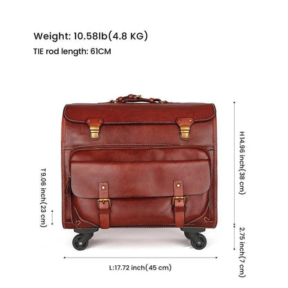 Woosir 20 Inch Luggage Vintage Leather Carry On Suitcases