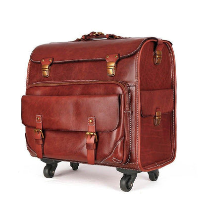 Woosir 20 Inch Luggage Vintage Leather Carry On Suitcases