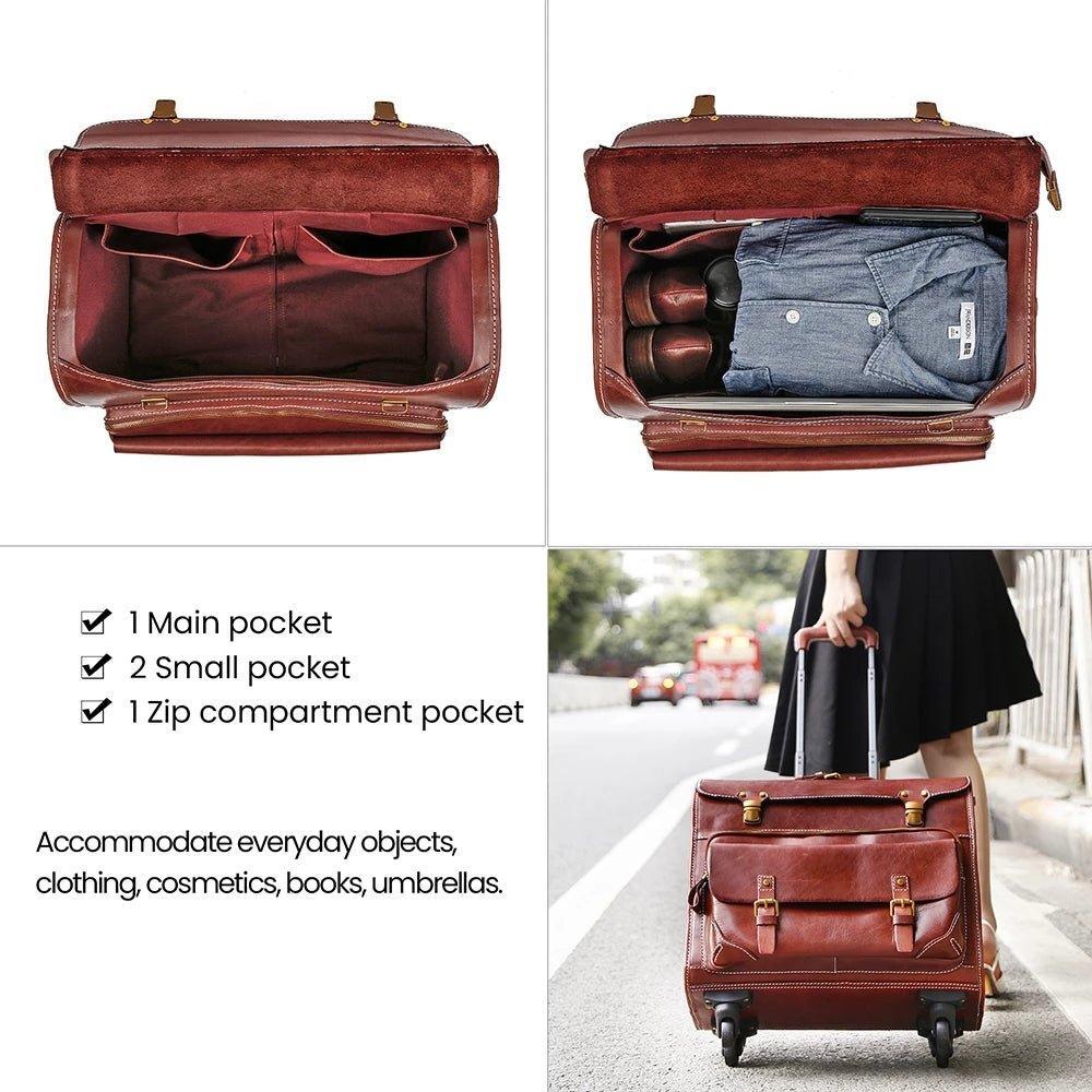 Woosir 20 Inch Luggage Vintage Leather Carry On Suitcases