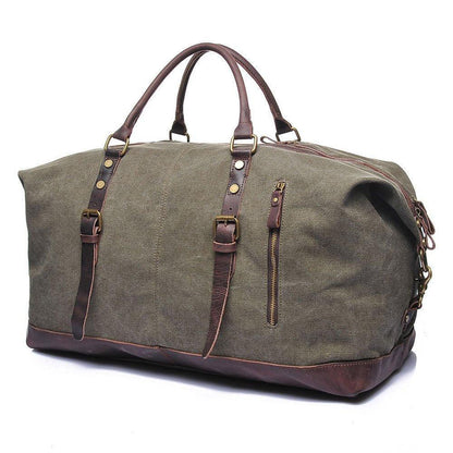 22" Large Leather Canvas Overnight Duffle Tote