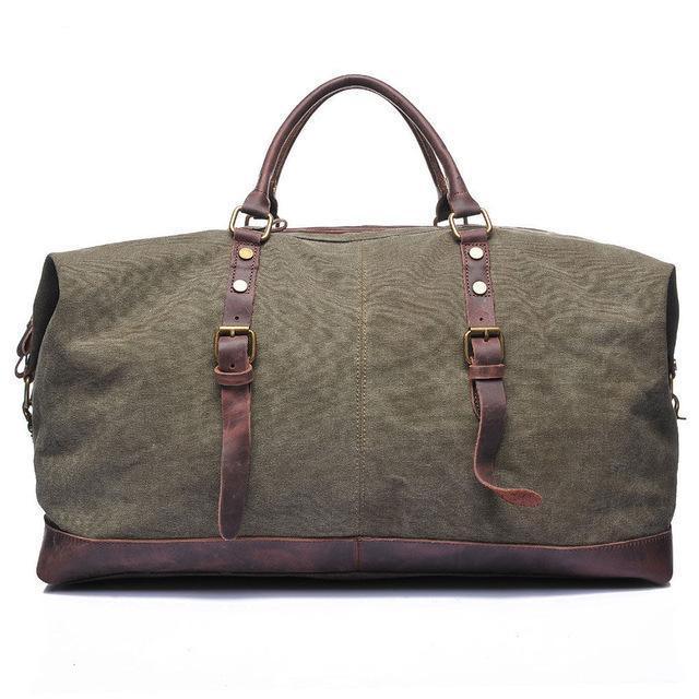 22" Large Leather Canvas Overnight Duffle Tote