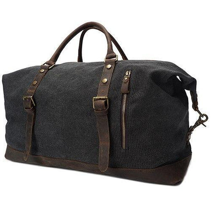 22" Large Leather Canvas Overnight Duffle Tote