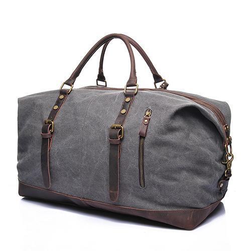 22" Large Leather Canvas Overnight Duffle Tote