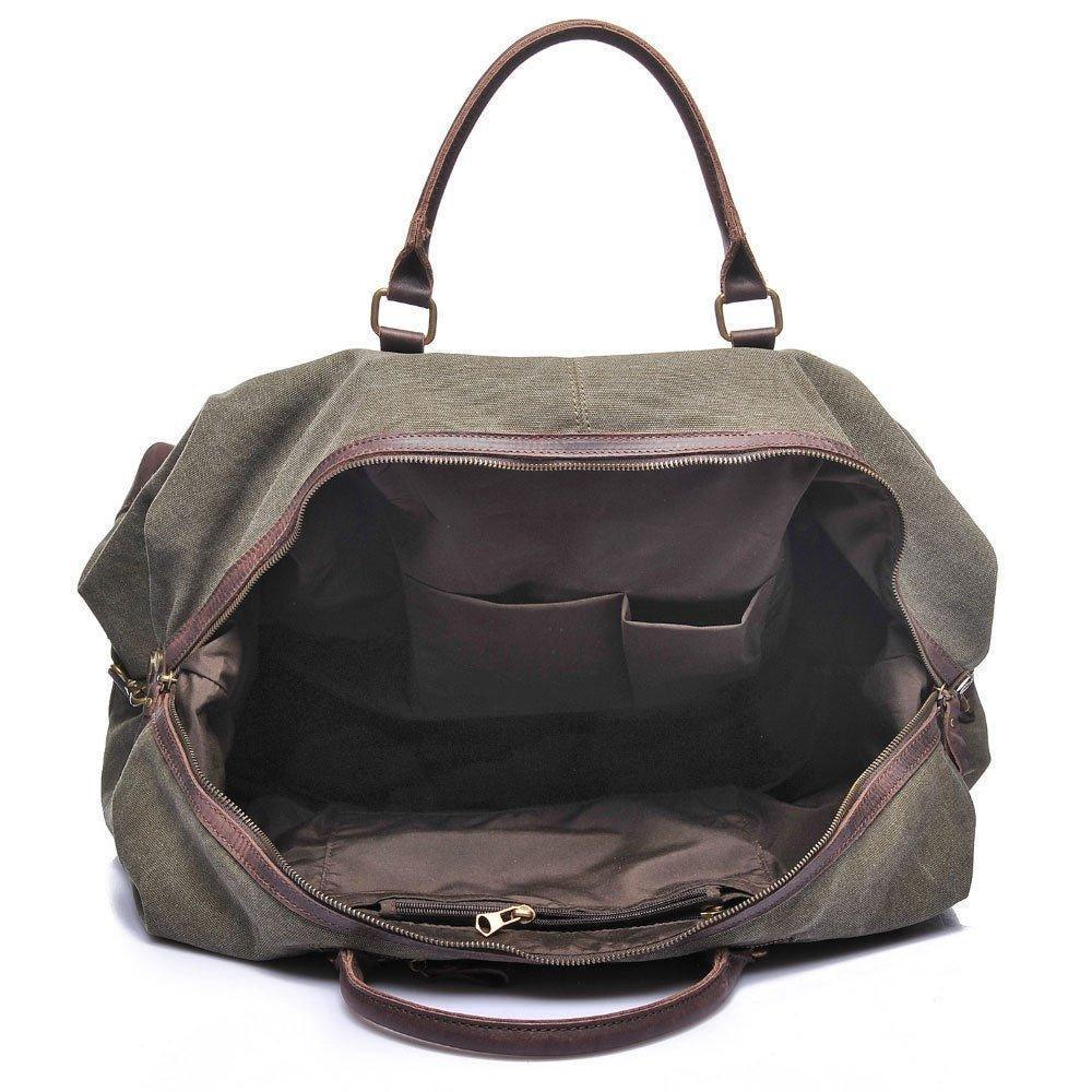 22" Large Leather Canvas Overnight Duffle Tote