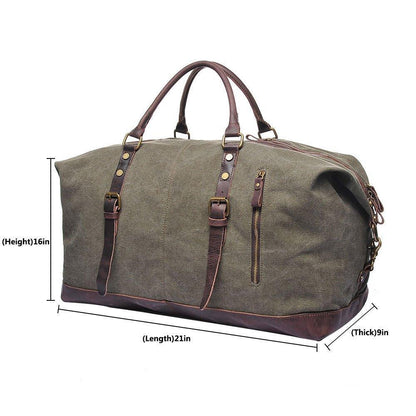 22" Large Leather Canvas Overnight Duffle Tote