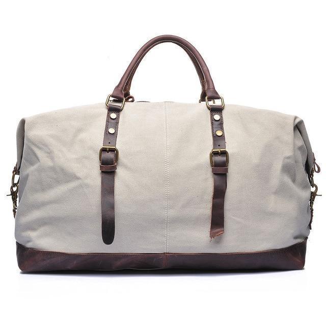 22" Large Leather Canvas Overnight Duffle Tote