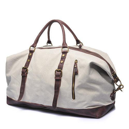 22" Large Leather Canvas Overnight Duffle Tote