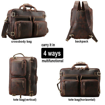 Woosir 4 Ways Multifunctional Leather Briefcase