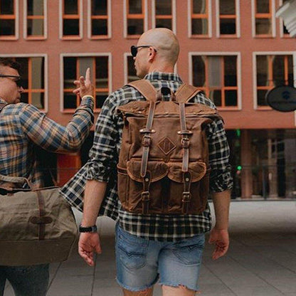 Large Vintage Backpack Rucksack Canvas Travel