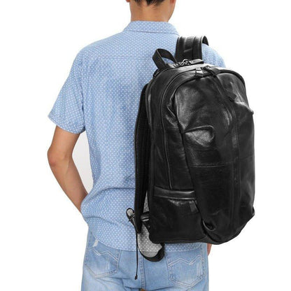 Black Goat Leather Backpack Mens