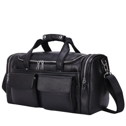 Woosir Black Leather Duffle Bag Mens